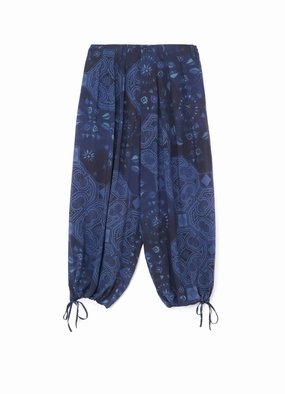 CHINOISERIE-A PRINTED DRAWSTRING BALLOON PANTS Work Comfort