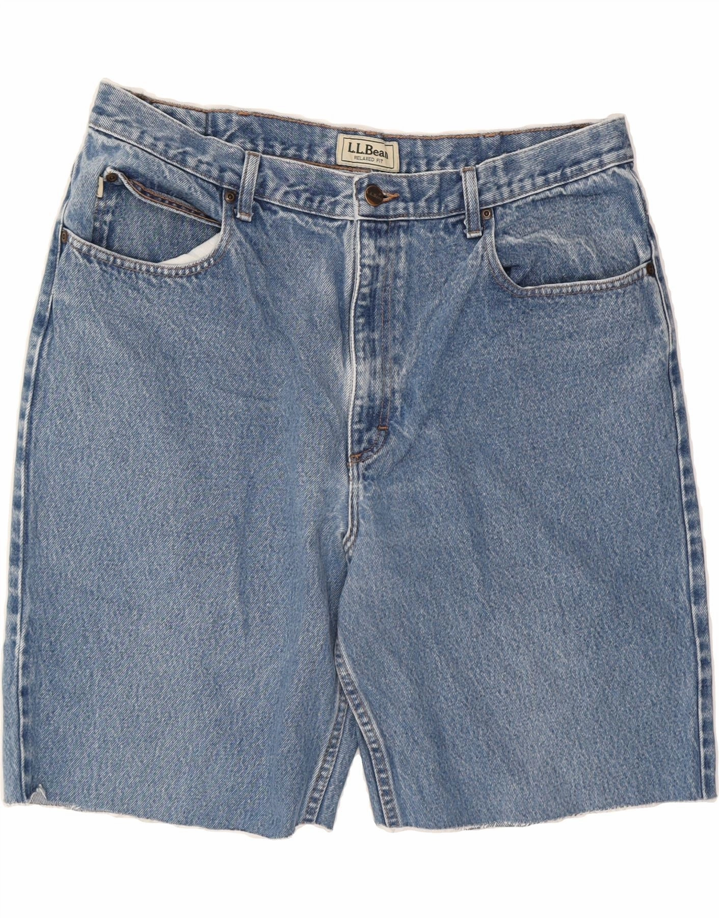 Ergonomic Curved Seams L.L.BEAN Mens Relaxed Fit Denim Shorts W38 XL Blue Cotton