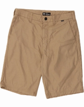 Home Wear Elastic Waistband Design HURLEY Mens Chino Shorts W30 Medium Beige Cotton
