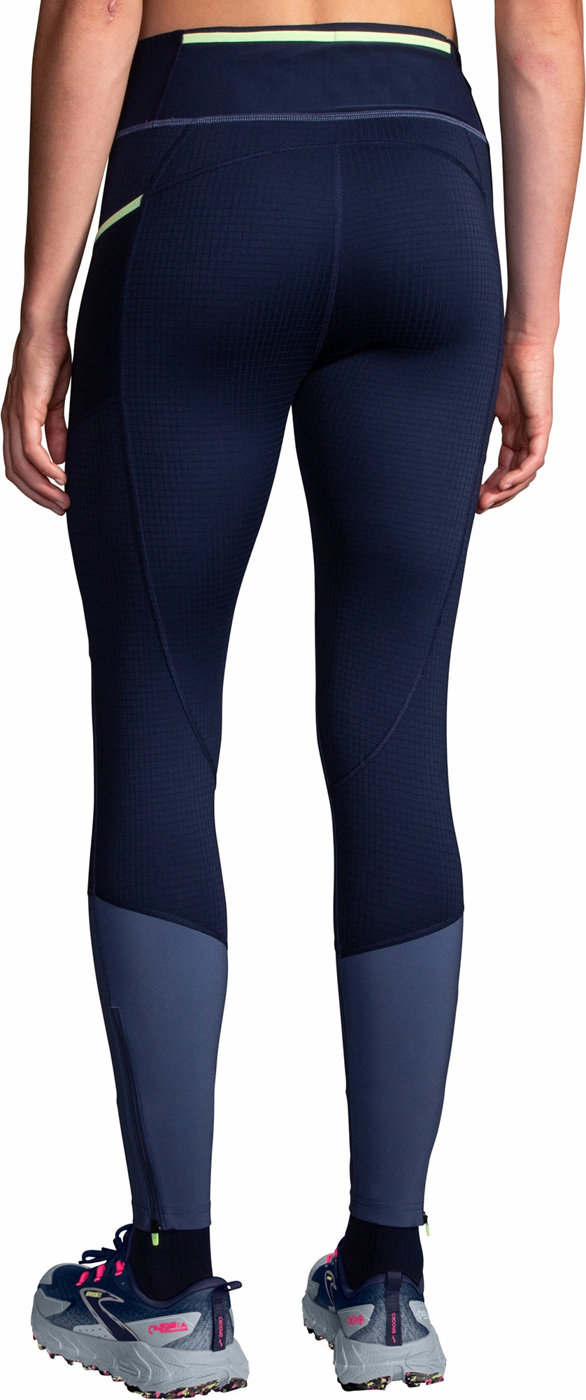 Mesh Panel City Walk Brooks High Point Womens Long Running Tights - Blue