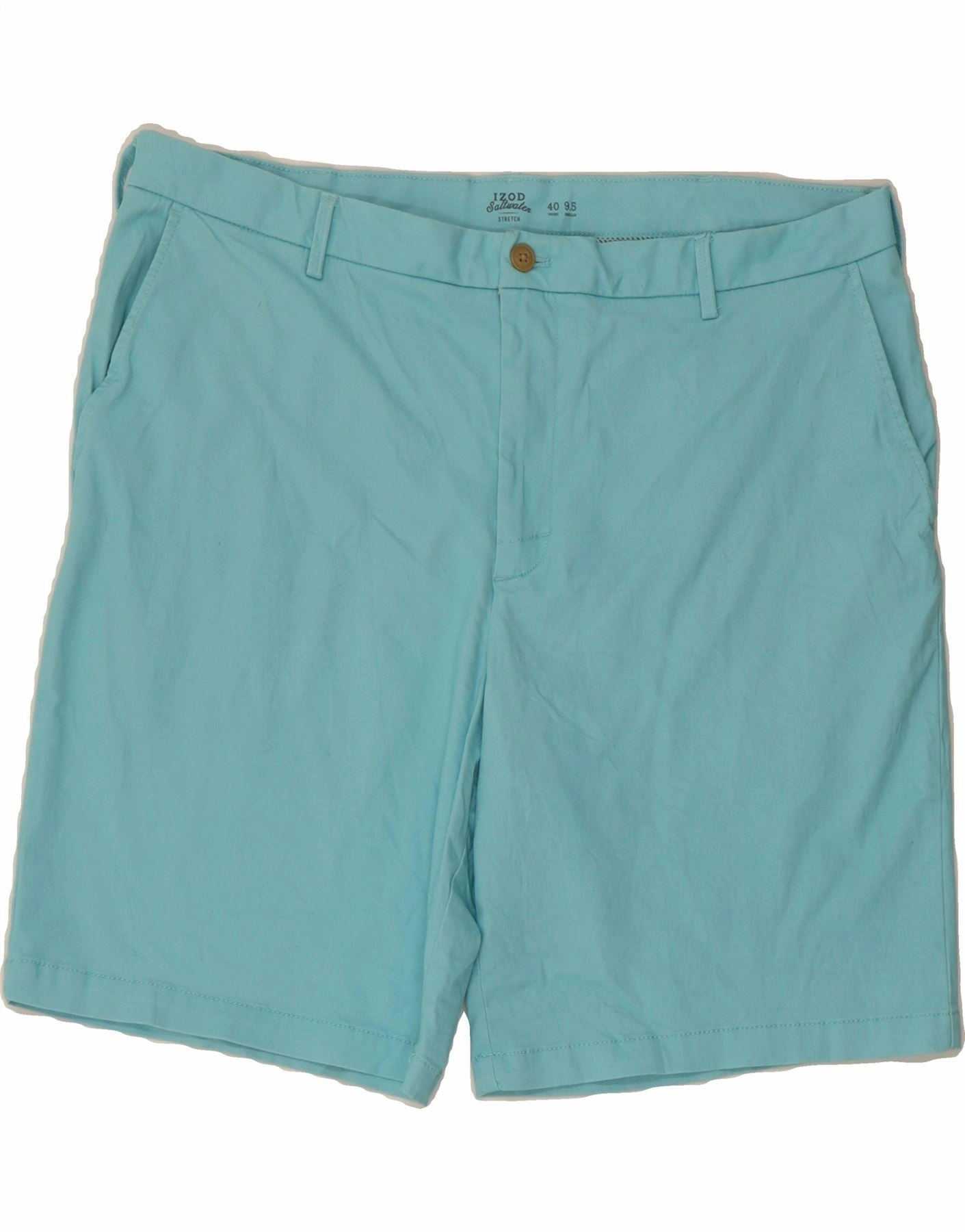 IZOD Mens Salt Water Chino Shorts W40 XL Blue Cotton Sporty Comfort