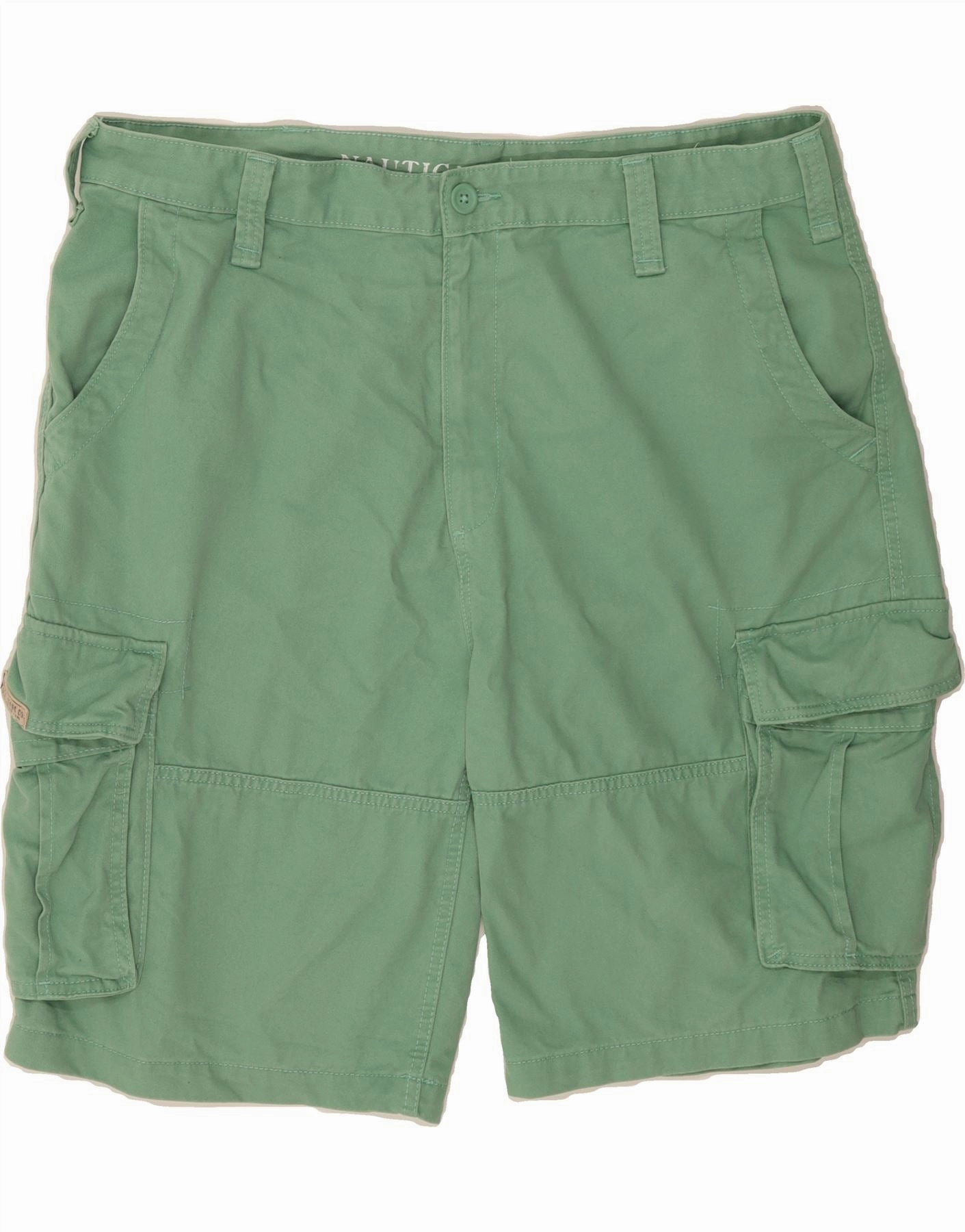NAUTICA Mens Cargo Shorts W40 XL Green Cotton Quick Access Cargo Pockets