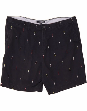 TOMMY HILFIGER Mens Regular Fit Chino Shorts W44 2XL  Navy Blue Nautical Retroreflective Accents Daily Layer