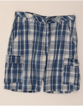 Relaxed Fit WRANGLER Mens Cargo Shorts W36 Large Blue Check