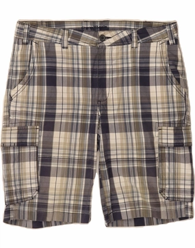 winter shorts CHARLES VOGELE Mens Cargo Shorts W34 Large  Navy Blue Check Cotton