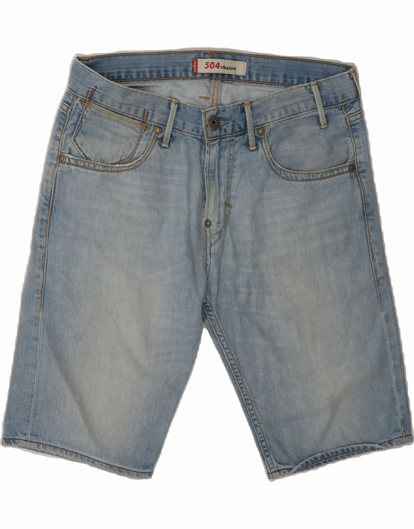 LEVI'S Mens 504 Denim Shorts W30 Medium Blue Cotton holiday apparel