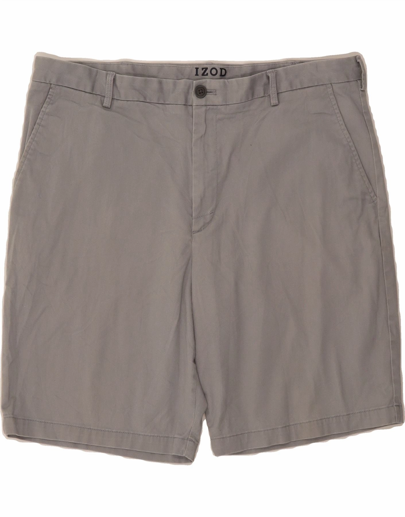 Slim Flex IZOD Mens Chino Shorts W38 XL  Grey Cotton