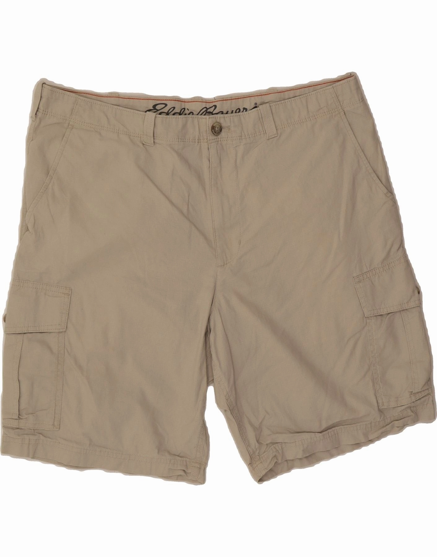 EDDIE BAUER Mens Cargo Shorts W38 XL Beige Cotton Breathable Side Vents Festival Outfit