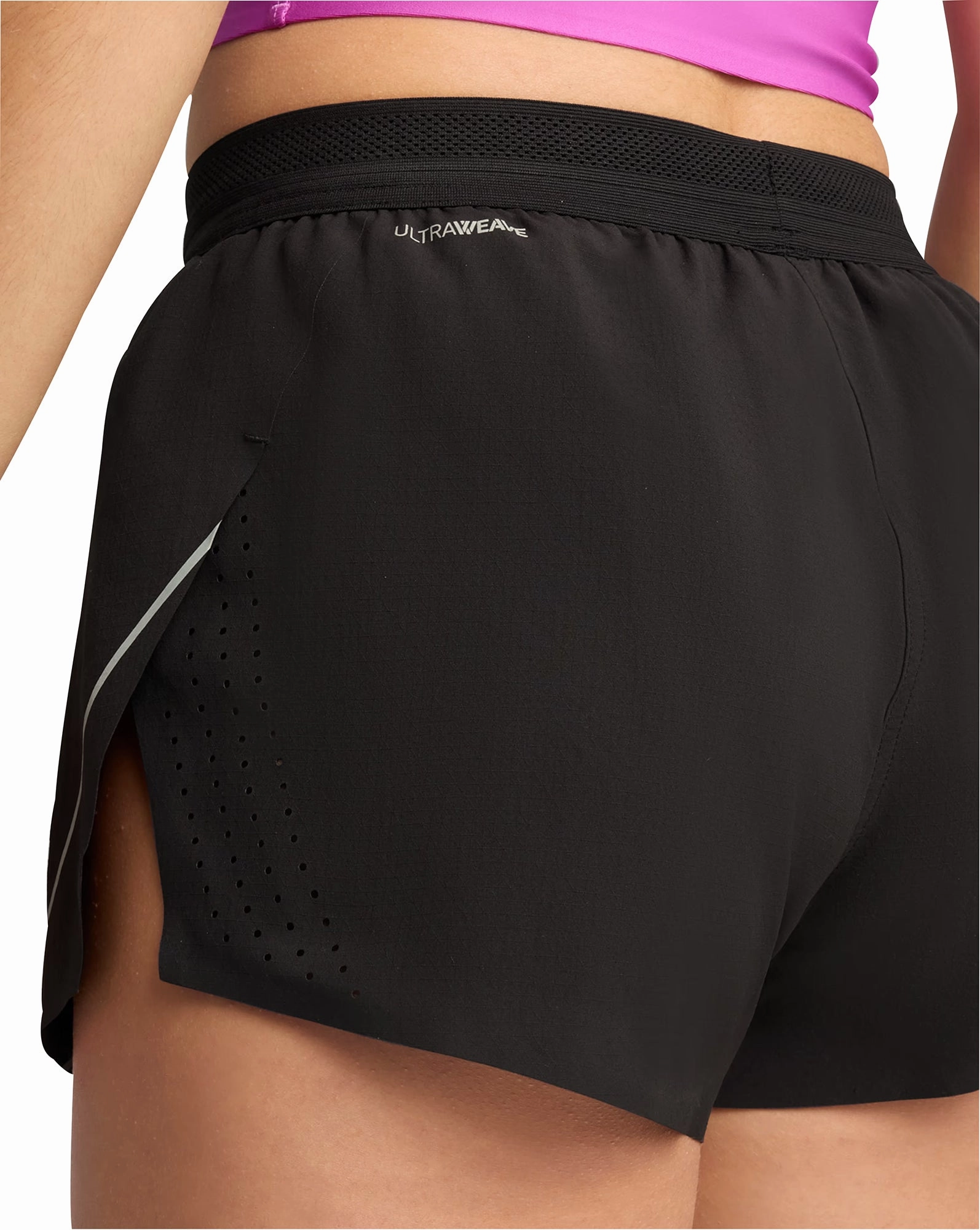 Puma Raceday UltraWeave 3 Inch Womens Split Running Shorts - Black Stain-Resistant Midweight Texture