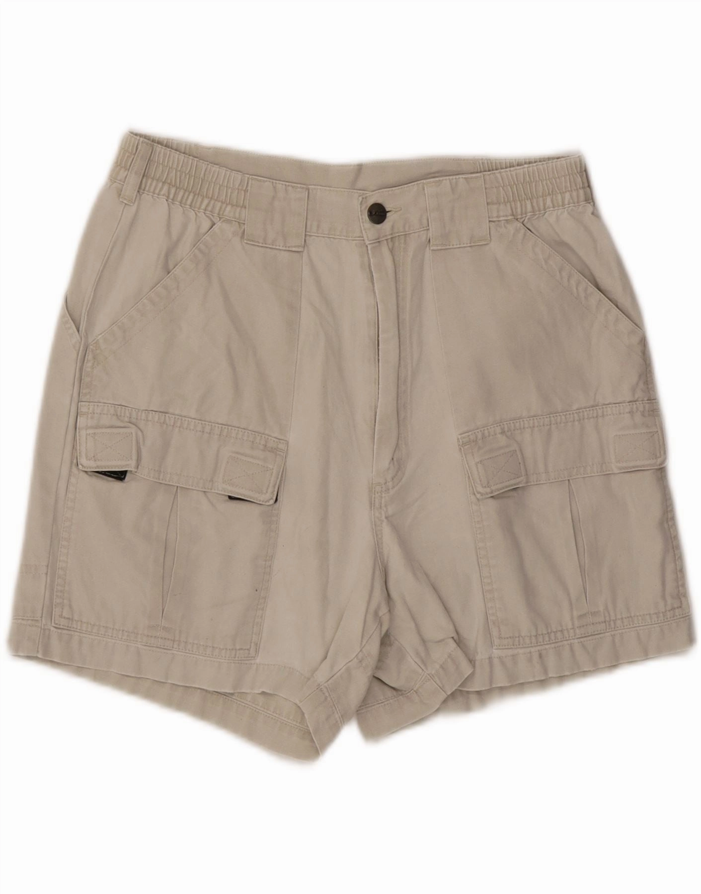 L.L.BEAN Mens Cargo Shorts W34 Large Grey Cotton Freedom Flex Breathable Waist