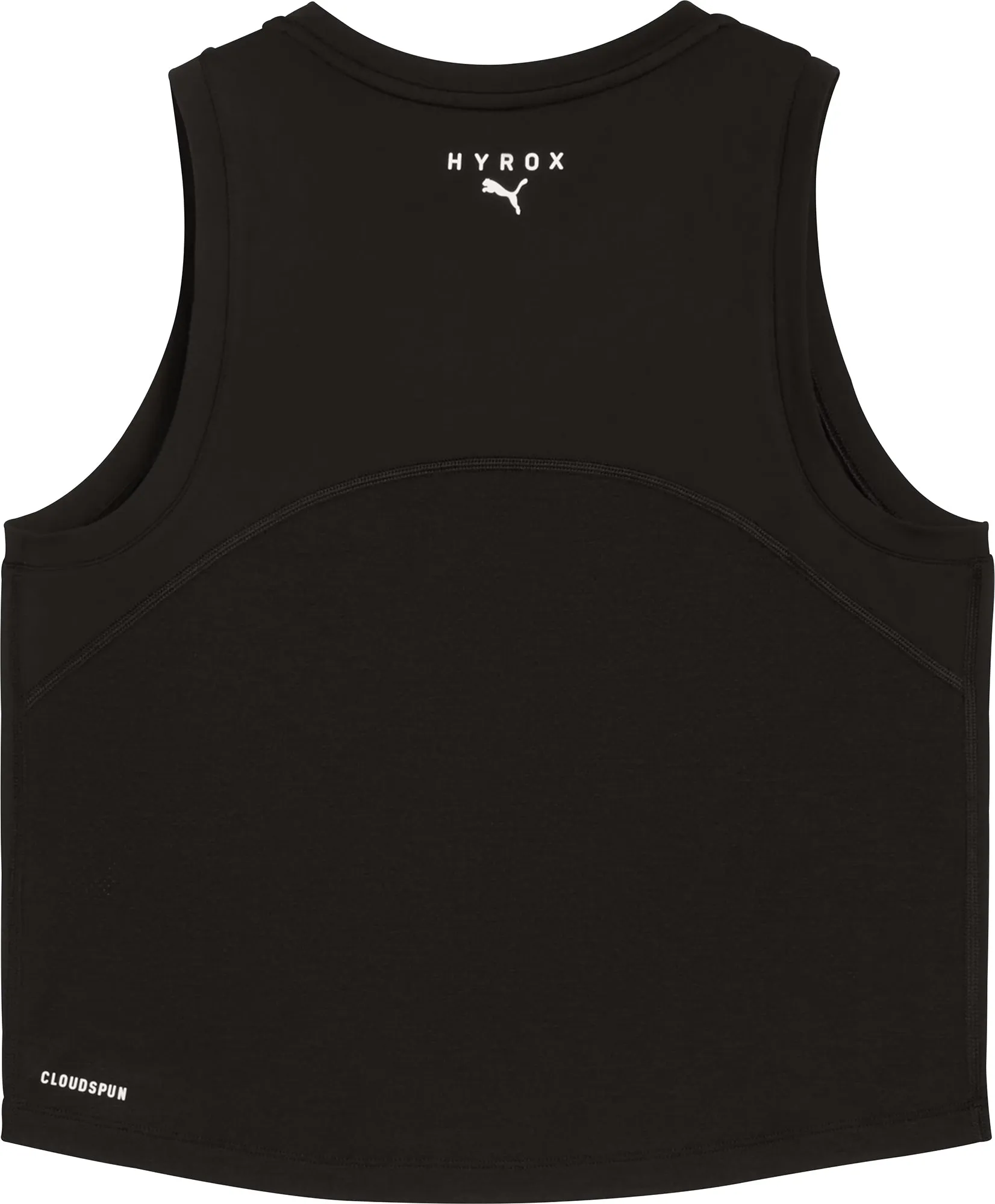 Curved Hemline Neutral Color Puma X HYROX Cloudspun ThermoAdapt Womens Training Crop Top - Black