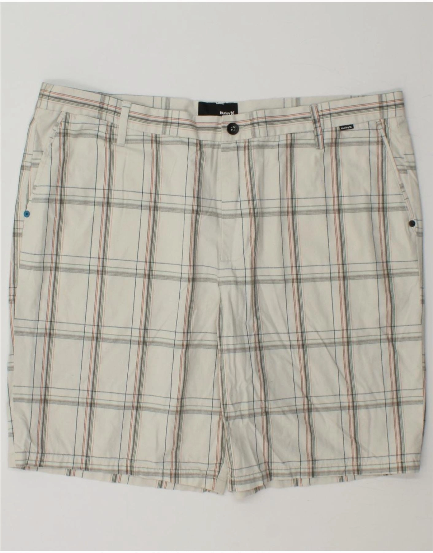 Casual Wear HURLEY Mens Chino Shorts W42 2XL Off White Check Cotton