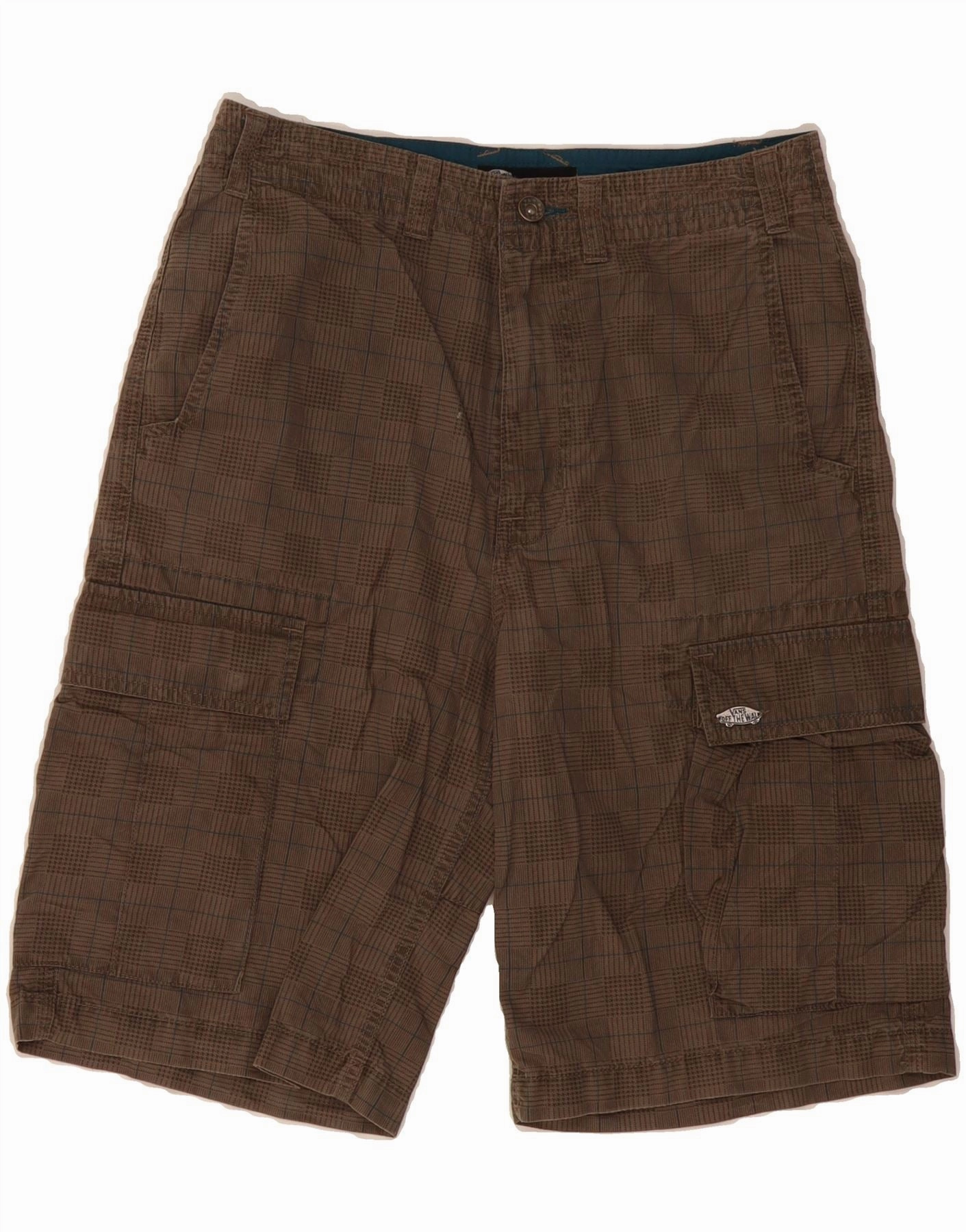 Abrasion Resistant Fabric Sport Fit Design VANS Mens Cargo Shorts W28 Small Grey Check Cotton