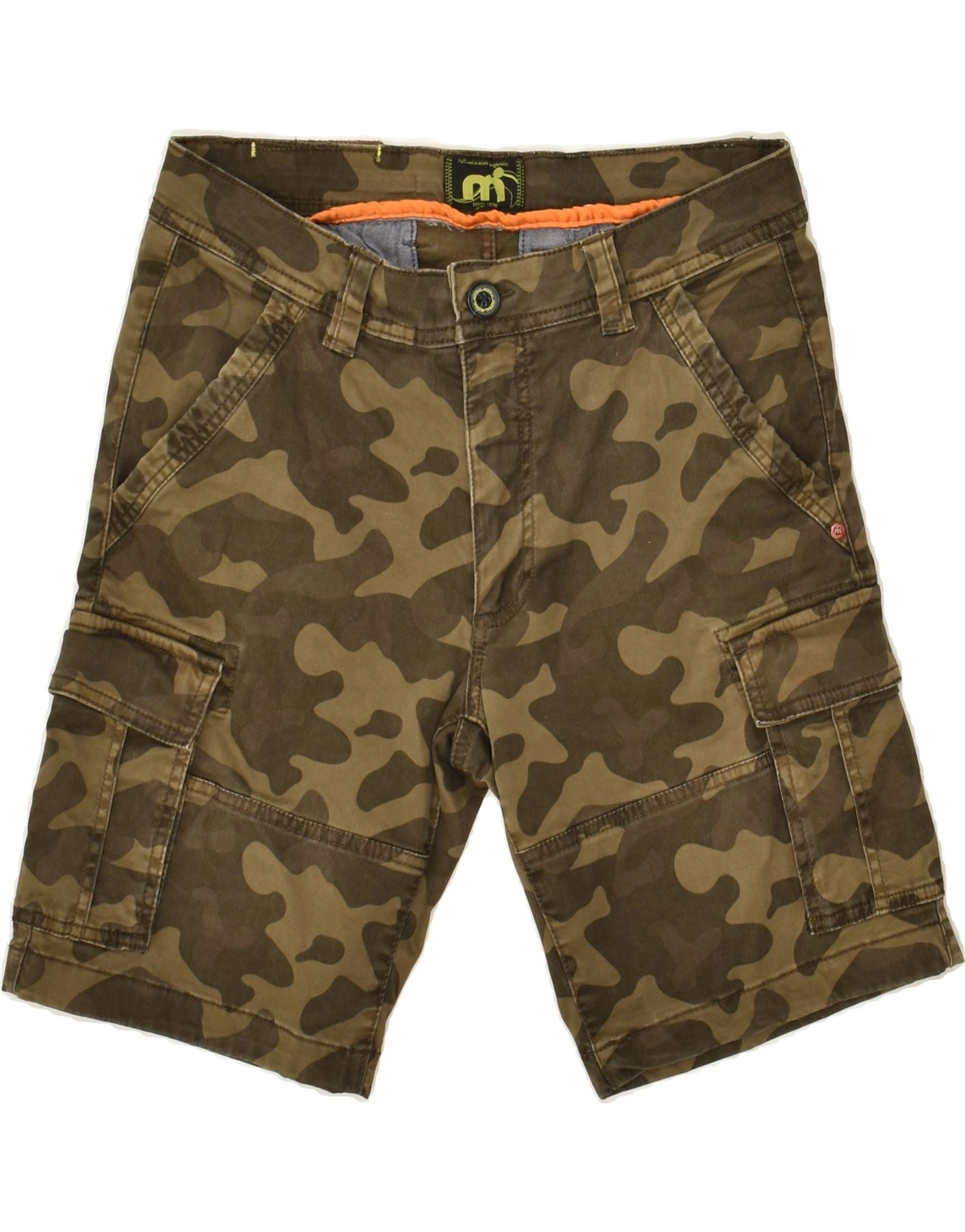 HighBackRise MISTRAL Mens Cargo Shorts IT 46 Small W28 Brown Camouflage Cotton