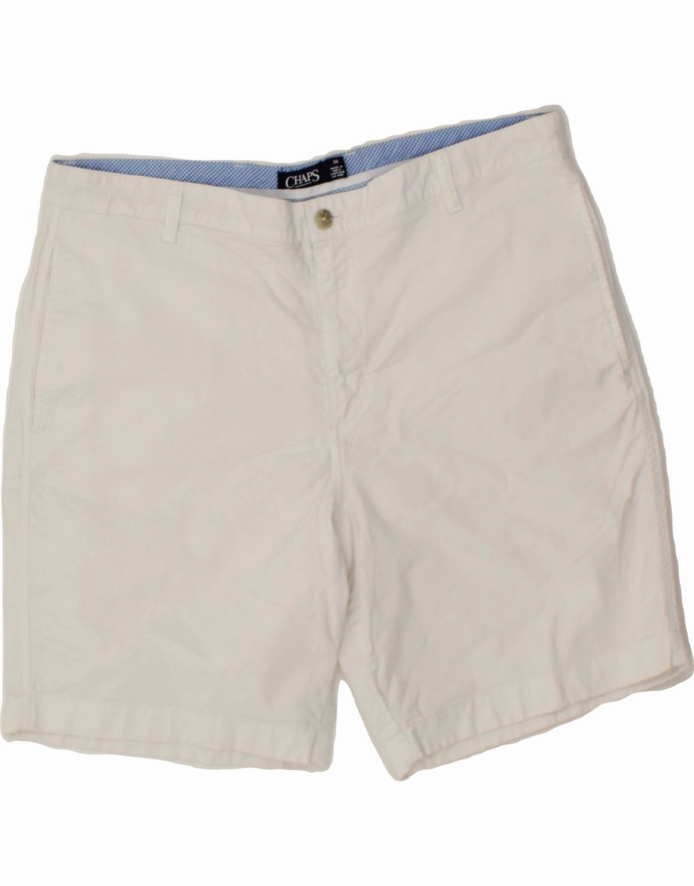 CHAPS Mens Chino Shorts W38 XL White Cotton Cool Comfort