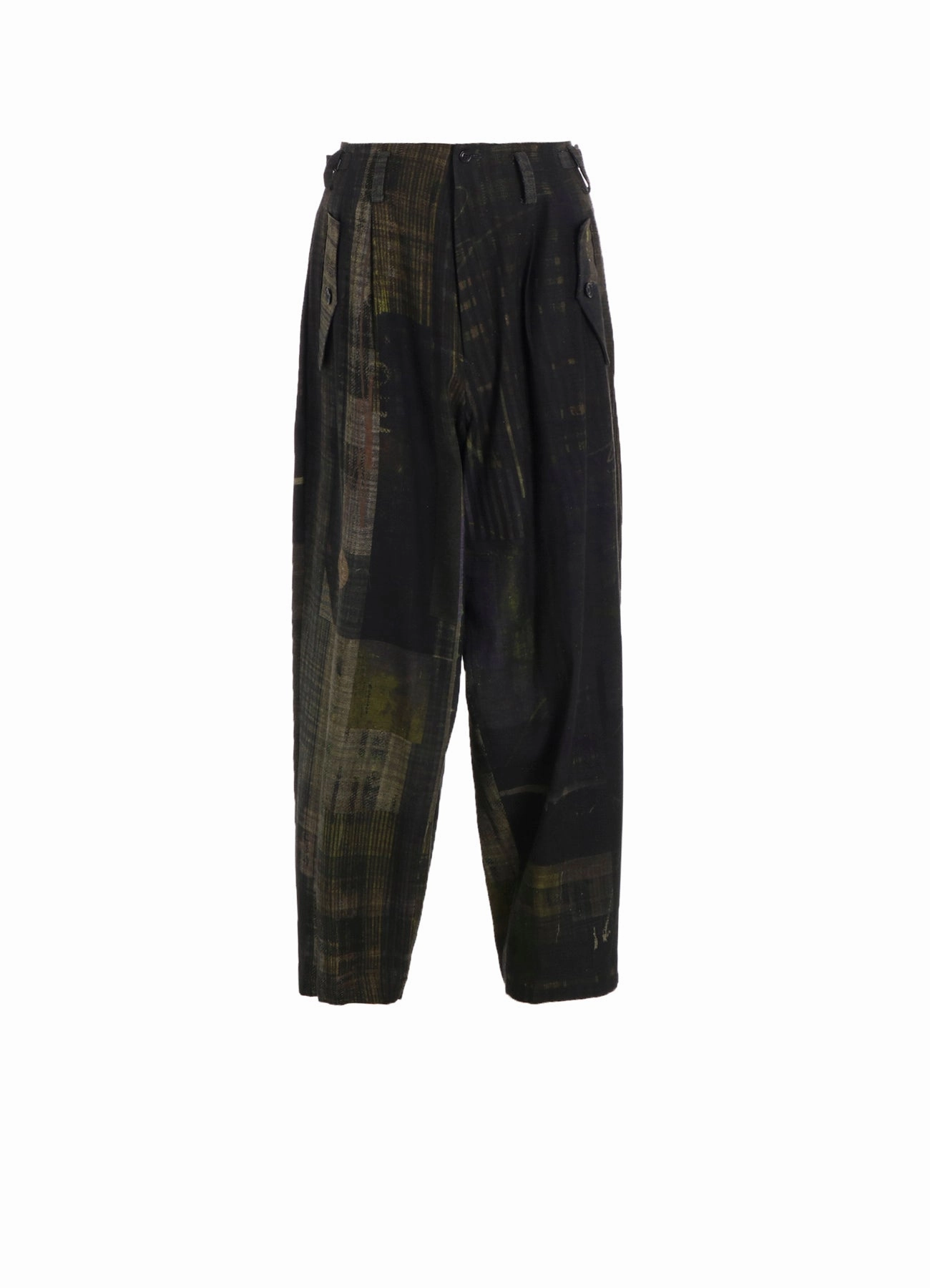 Embroidered Detail Casual Essentials FADED PLAID 6OZ DENIM DOUBLE TUCK WIDE PANTS