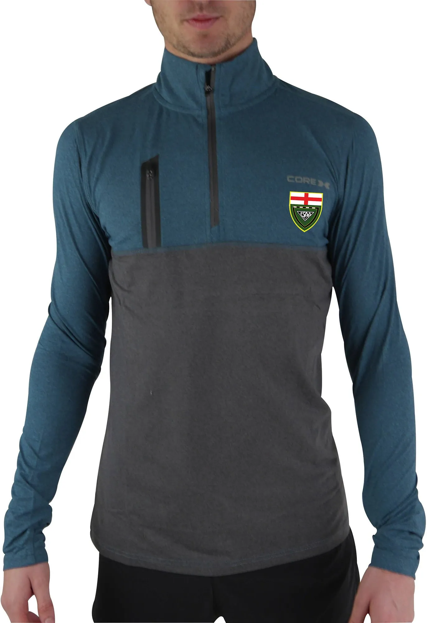 CoreX Fitness ESAA Half Zip Long Sleeve Mens Running Top - Blue Athletic and Cool Bold Comfort