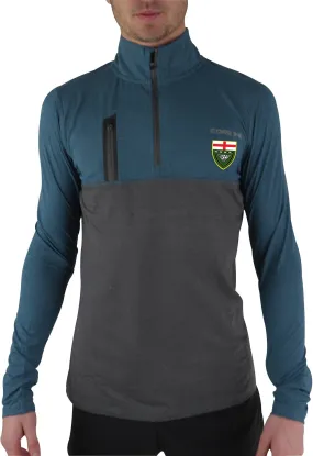 CoreX Fitness ESAA Half Zip Long Sleeve Mens Running Top - Blue Minimalist Style