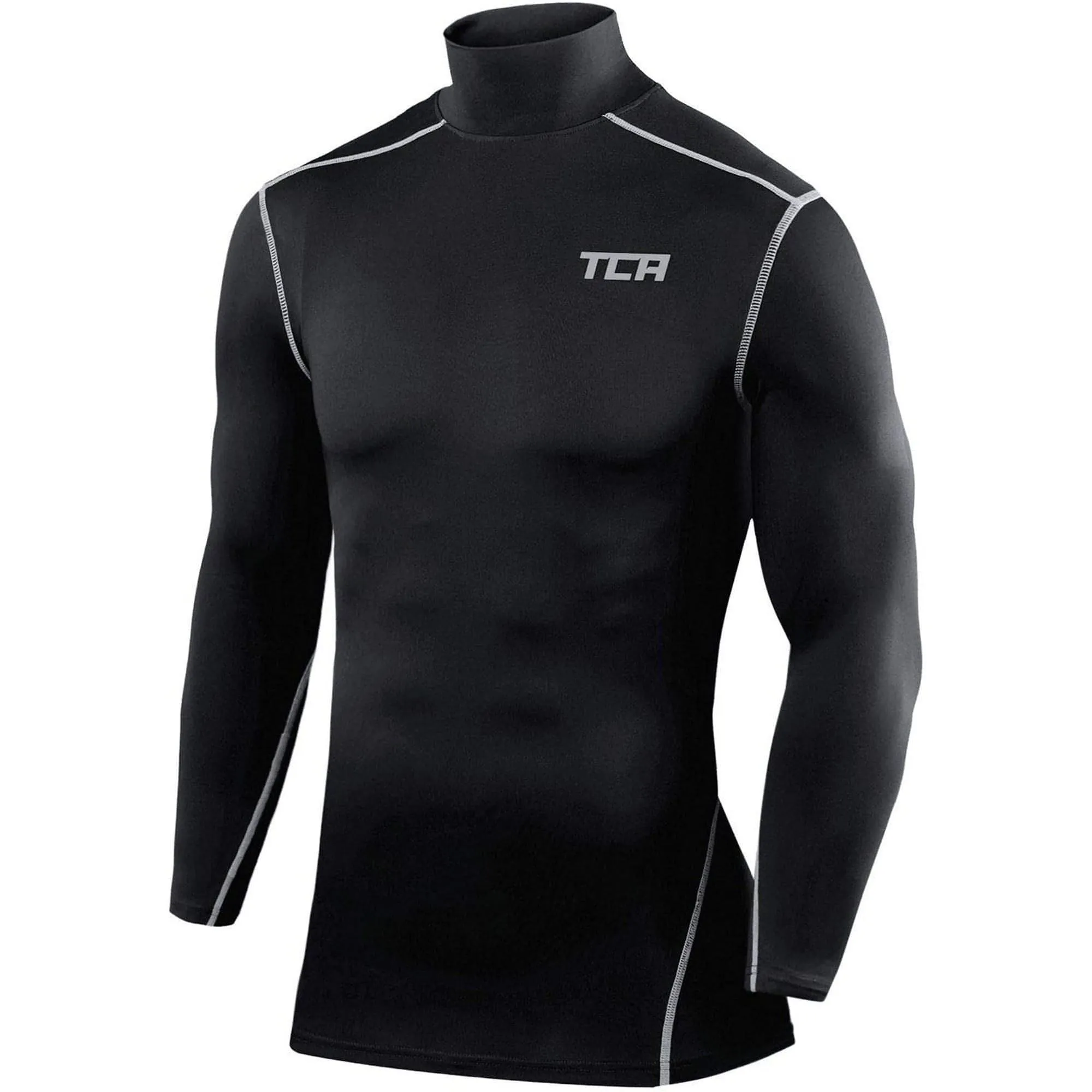TCA Pro Performance Long Sleeve Mock Mens Compression Top - Black Beachwear