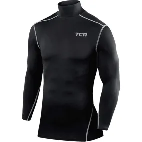 SeamlessConstruction Smart Fit TCA Pro Performance Long Sleeve Mock Mens Compression Top - Black