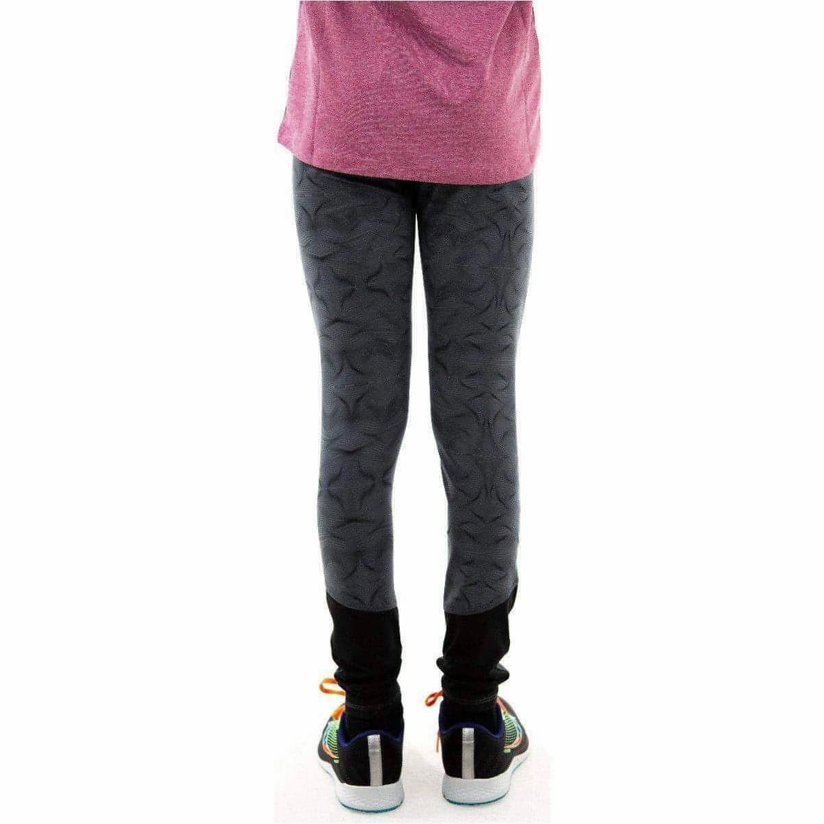 More Mile Girls Long Running Tights - Grey Casual Wearer Four Way High Compression