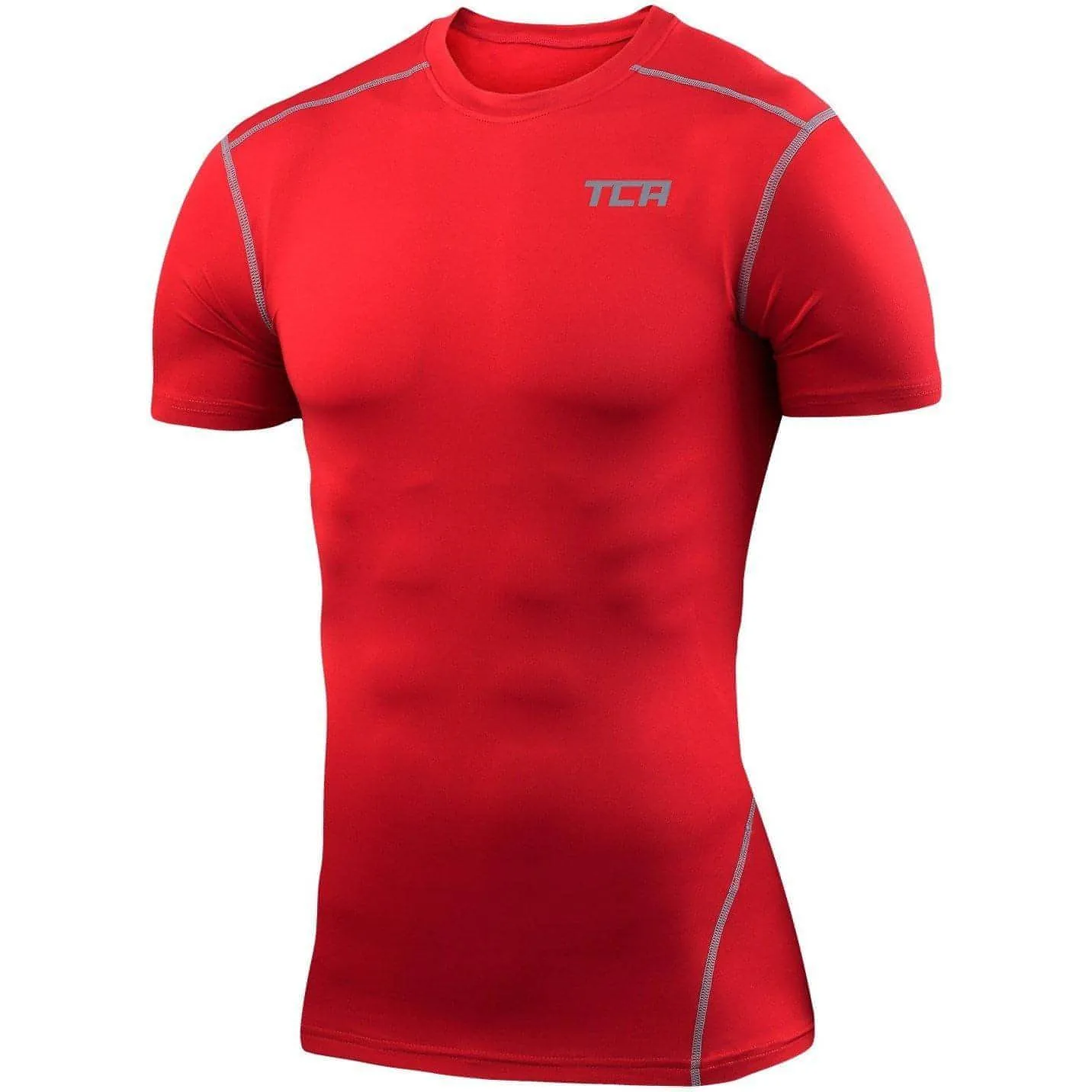 TaglessCollar Urban Trend TCA Pro Performance Short Sleeve Mens Compression Top - Red
