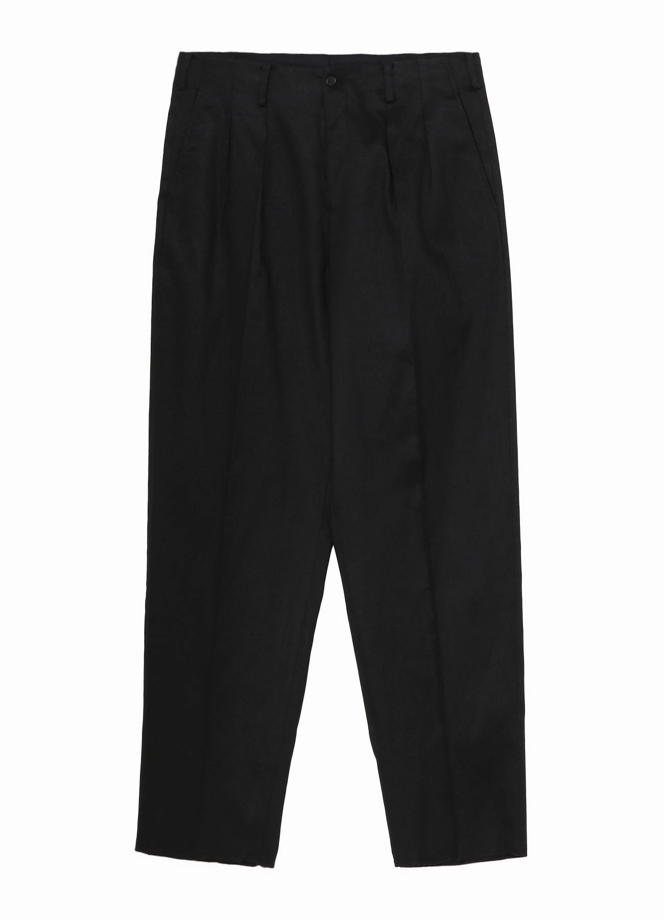 Sporty Comfort LowProfileStitching LINEN COTTON TWILL PANTS WITH 2-TUCKS