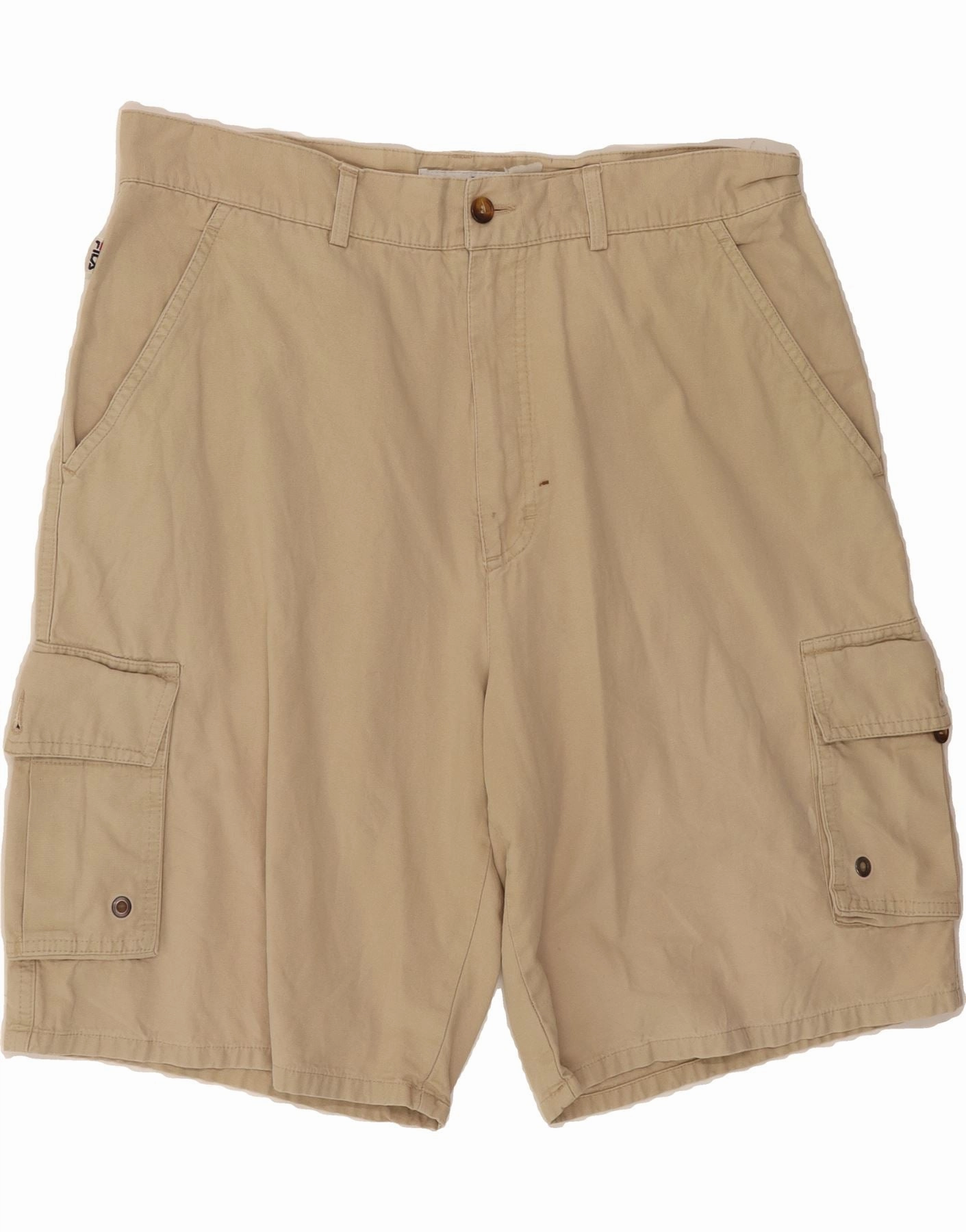 FILA Mens Cargo Shorts W36 Large Beige All Day Flex Fit Secure Zipper Closure