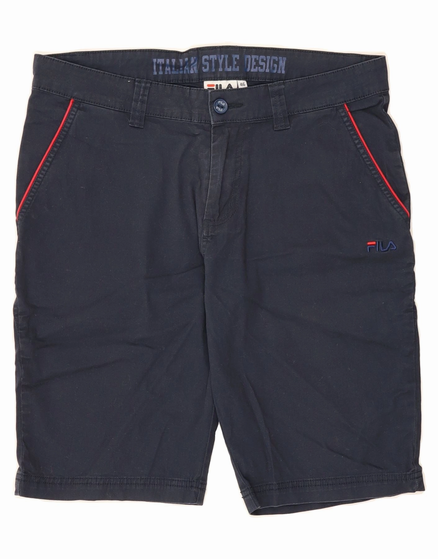 mountain style FILA Mens Chino Shorts IT 46 Small W30  Navy Blue Cotton