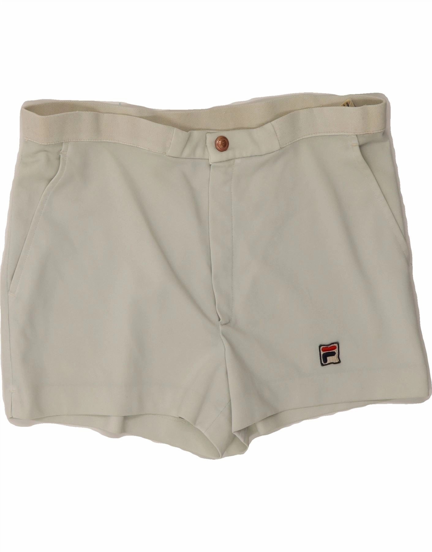 Parka Reinforced Stitching FILA Mens Chino Shorts W34 Large  Off White