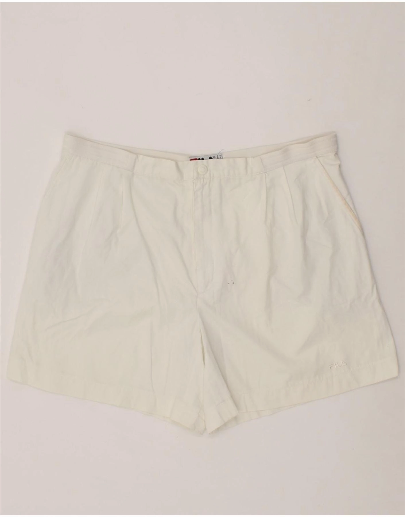 camping clothing FILA Mens High Waist Chino Shorts IT 52 XL W34 White