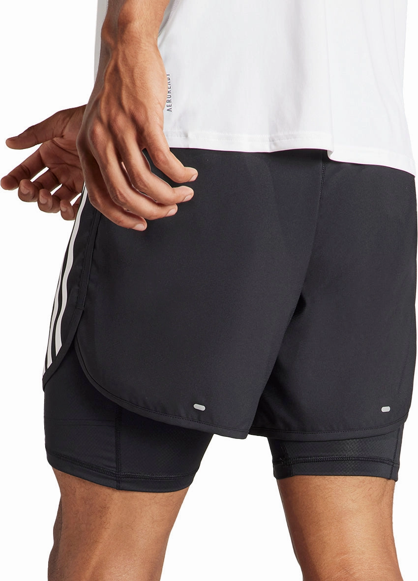 adidas Own The Run 3 Stripes 2 In 1 Mens Running Shorts - Black Lightweight Design Weekend Outfit