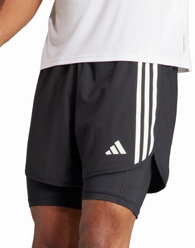 Street Fashion adidas Own The Run 3 Stripes 2 In 1 Mens Running Shorts - Black