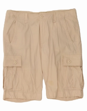 GRAND & HILLS Mens Cargo Shorts IT 50 Large W36 Beige Cotton No Ride Up Silicone Grip