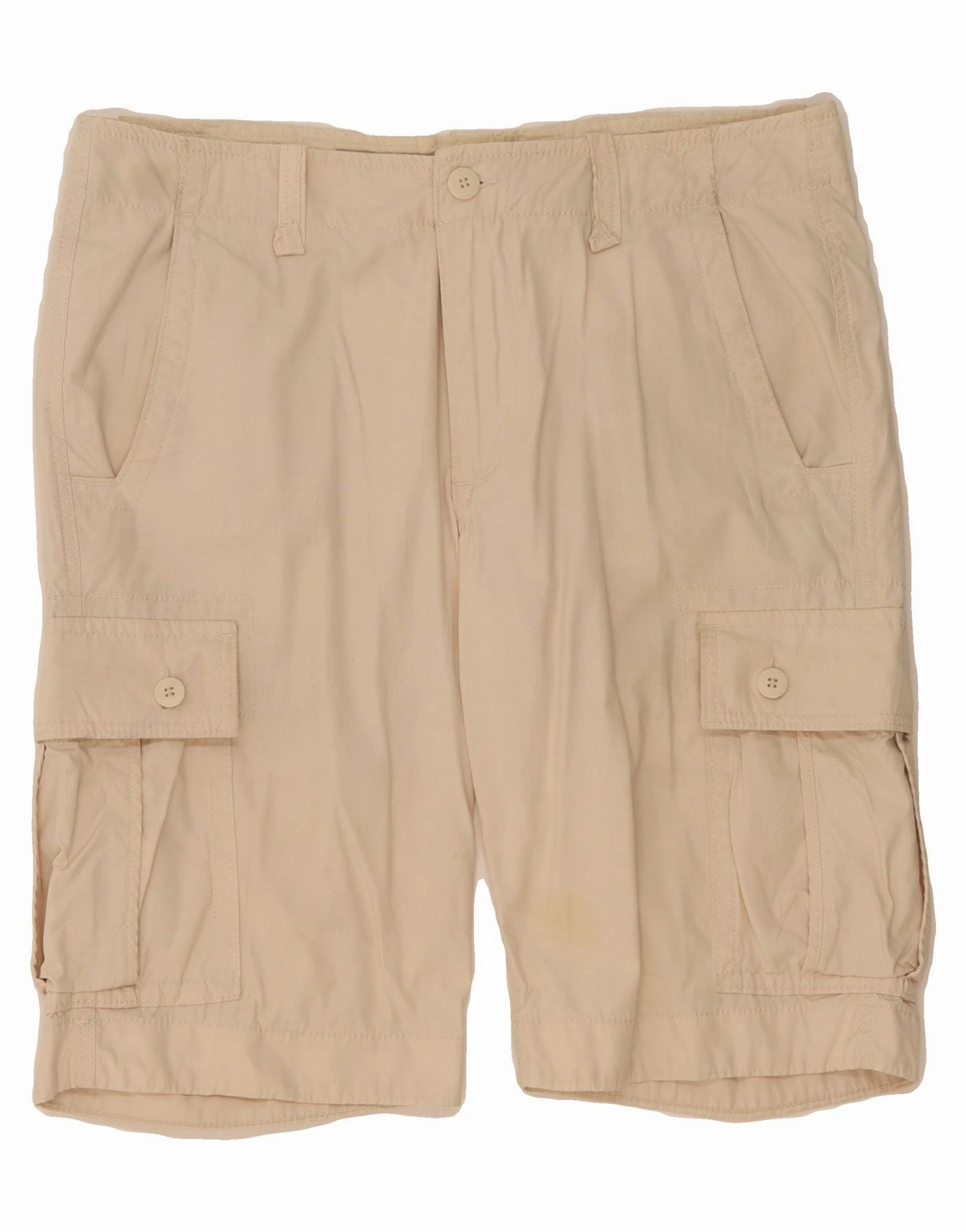 GRAND & HILLS Mens Cargo Shorts IT 50 Large W36 Beige Cotton No Ride Up Silicone Grip