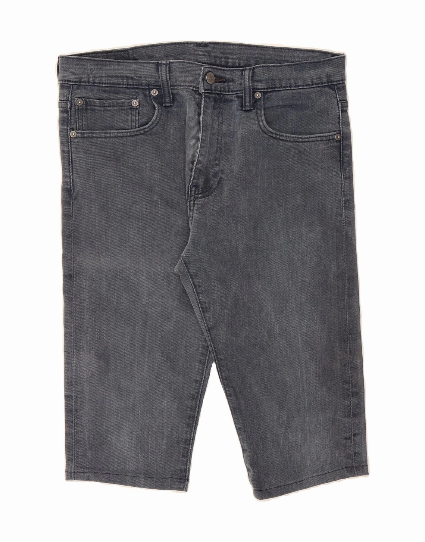 Tagless label Double Needle Stitching LEVI'S Mens Denim Bermuda Shorts W32 Medium Navy Blue Cotton