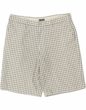 IZOD Mens Chino Shorts W38 XL White Check Polyester Basketball shorts Flexible Cut