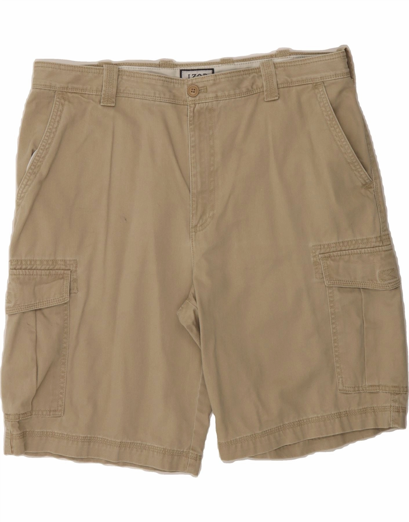 IZOD Mens Cargo Shorts W38 XL Beige Cotton On Trend