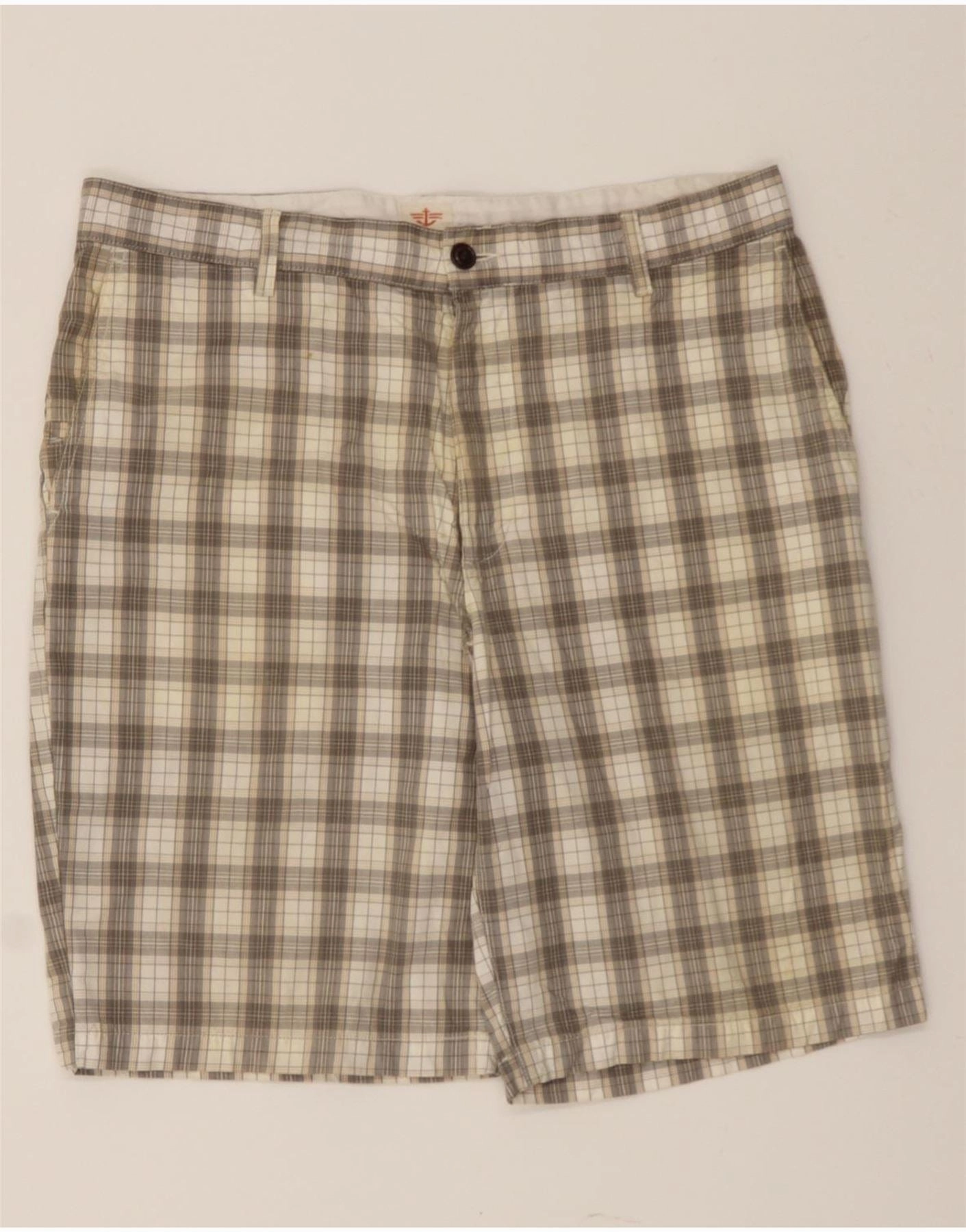 Anti - odor DOCKERS Mens Cargo Shorts W34 Large Beige Check Cotton