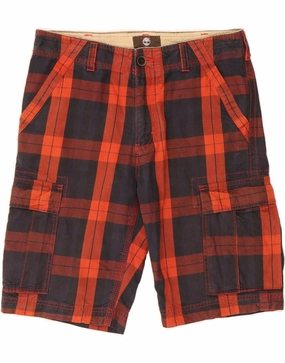 TIMBERLAND Mens Cargo Shorts W31 Medium  Red Check Cotton Travel Essential QuickDryTechnology