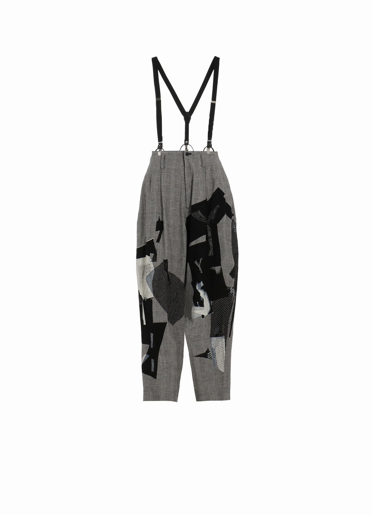 C/LI PLAID COLLAGE SUSPENDER PANTS Sporty Fit Design Cropped hem
