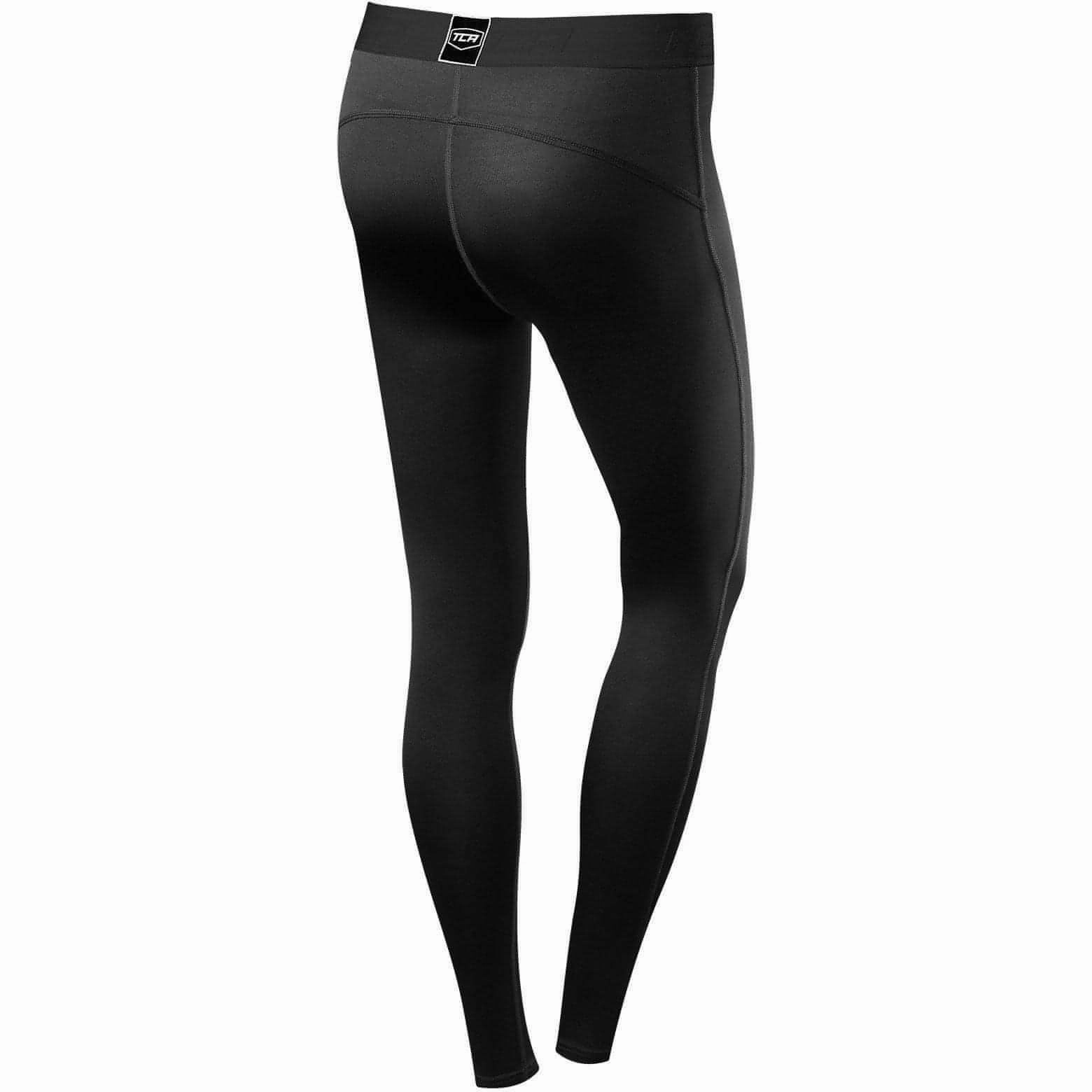 TCA Pro Performance Endurance Womens Long Running Tights - Black Reinforced Seams Cool Fit