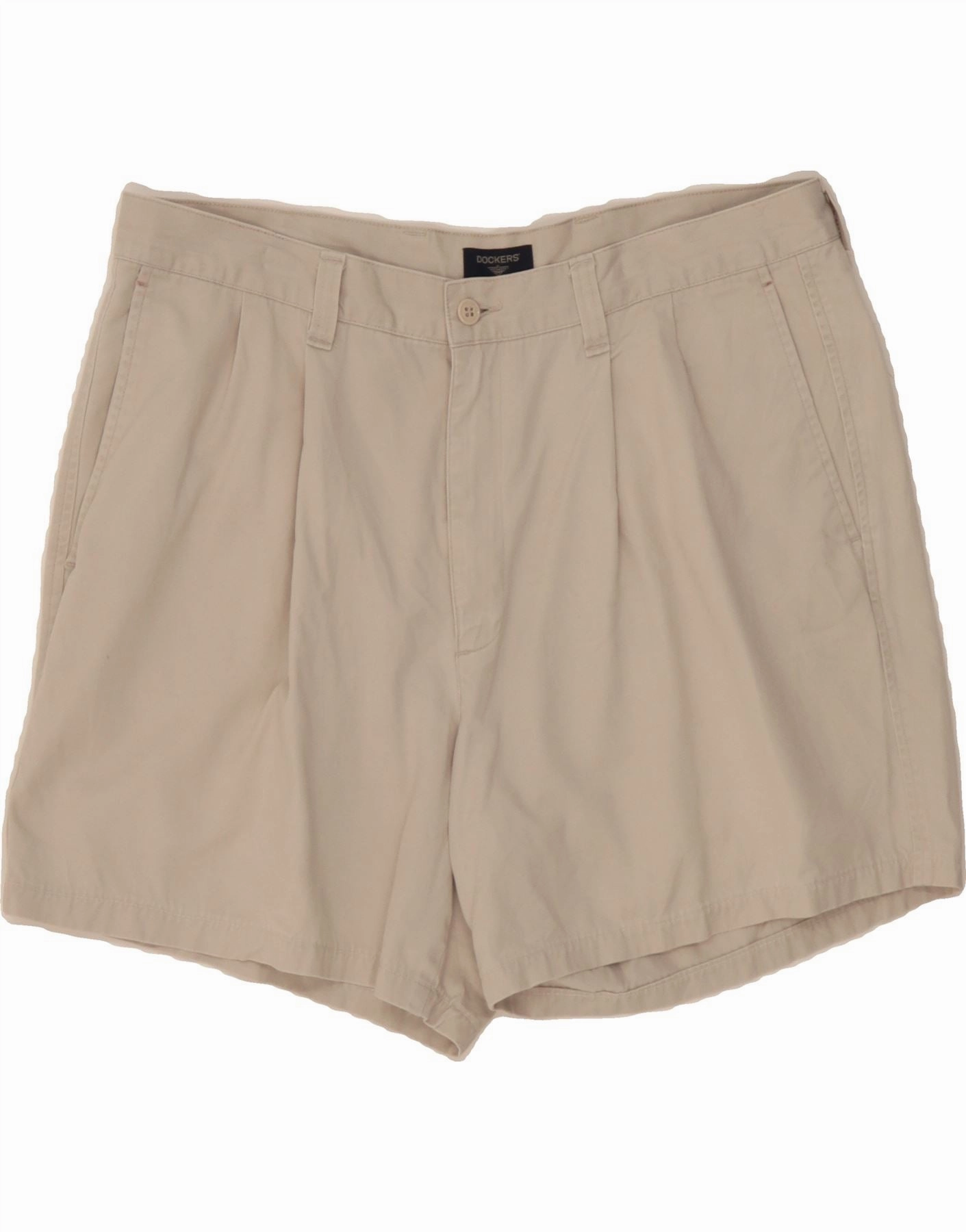 Comfortable Waistband All Purpose Fit DOCKERS Mens Pegged Chino Shorts W36 Large  Beige Cotton