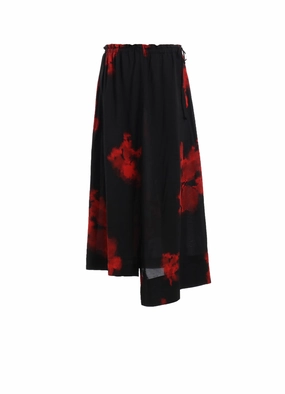 FLAMES PATTERN WAIST-STRING GATHERED SKIRT Classic Design Stretchable Waist