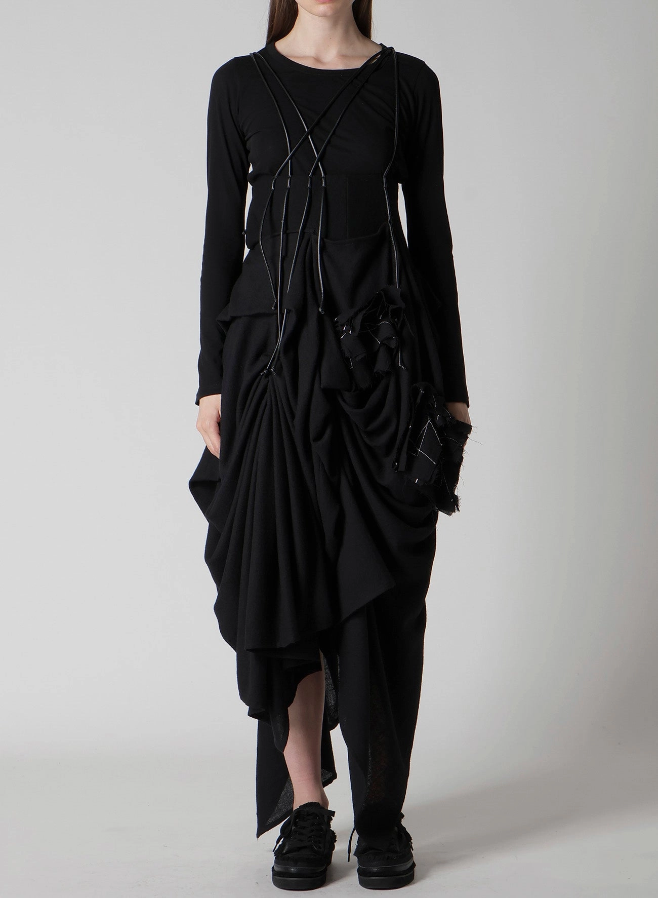 FLANNEL BOX D GATHERED SUSPENDER SKIRT DurableReinforcedMaterial