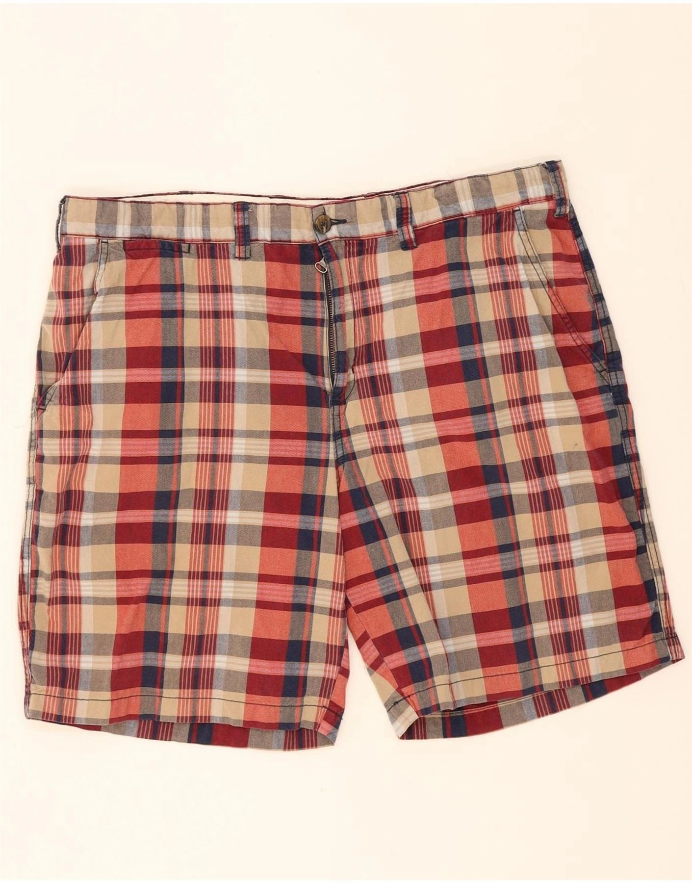 TOMMY HILFIGER Mens Chino Shorts W42 2XL Multicoloured Check Cotton Easy Days Soft Inner Lining