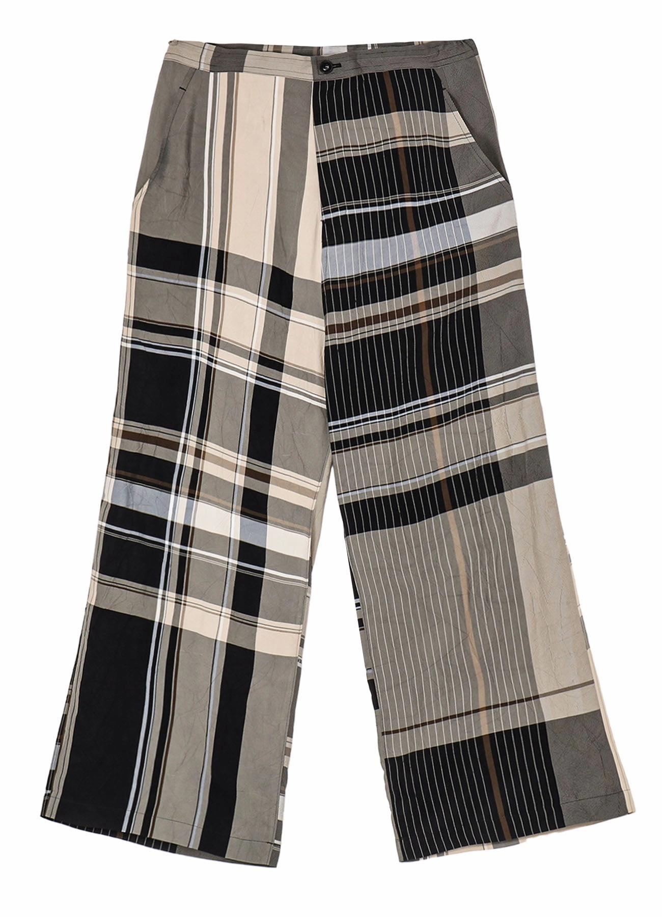 Travel Essential RAYON WRINKLED PLAID PANTS