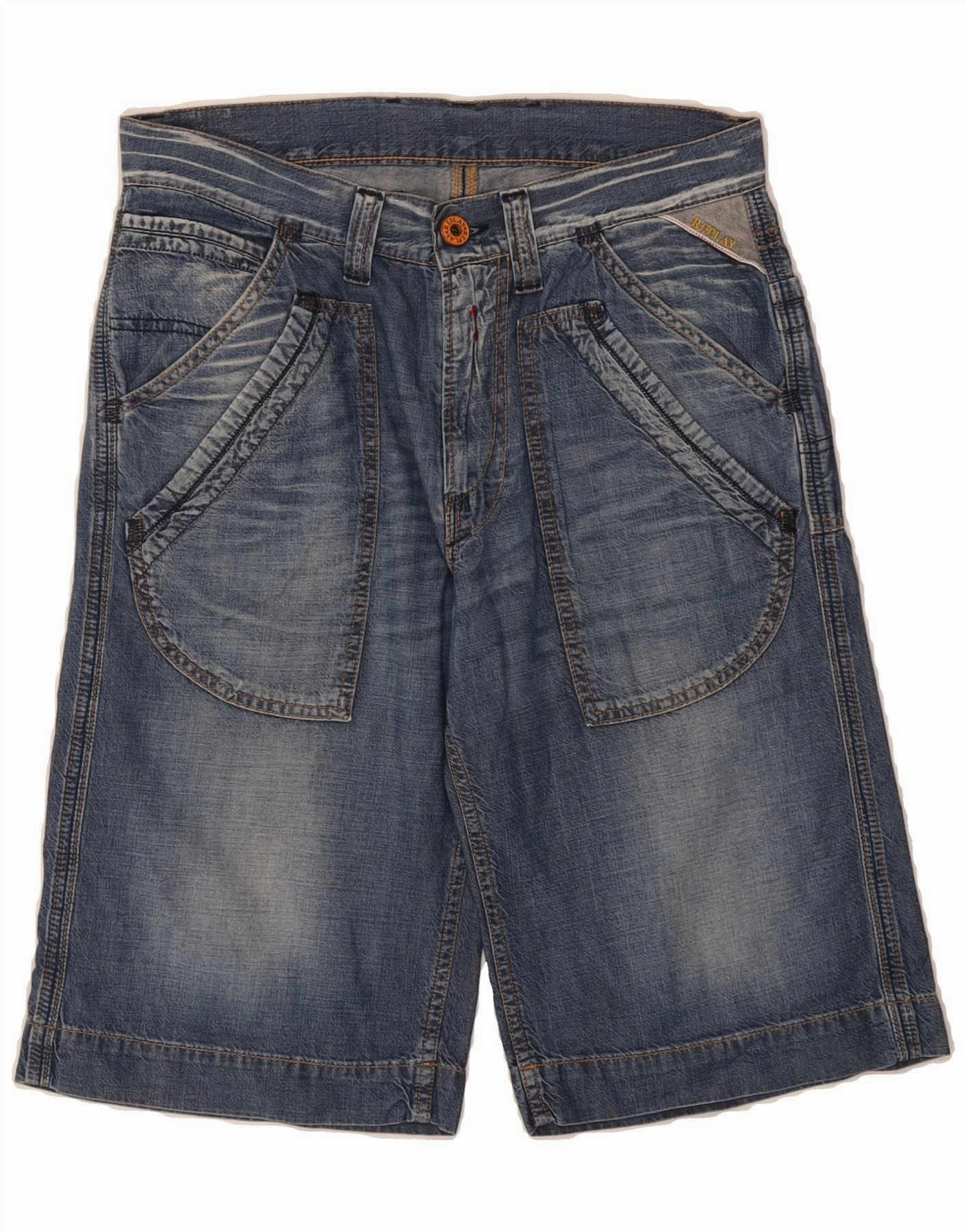 Gentle On Skin REPLAY Mens Denim Bermuda Shorts W30 Medium Blue Cotton