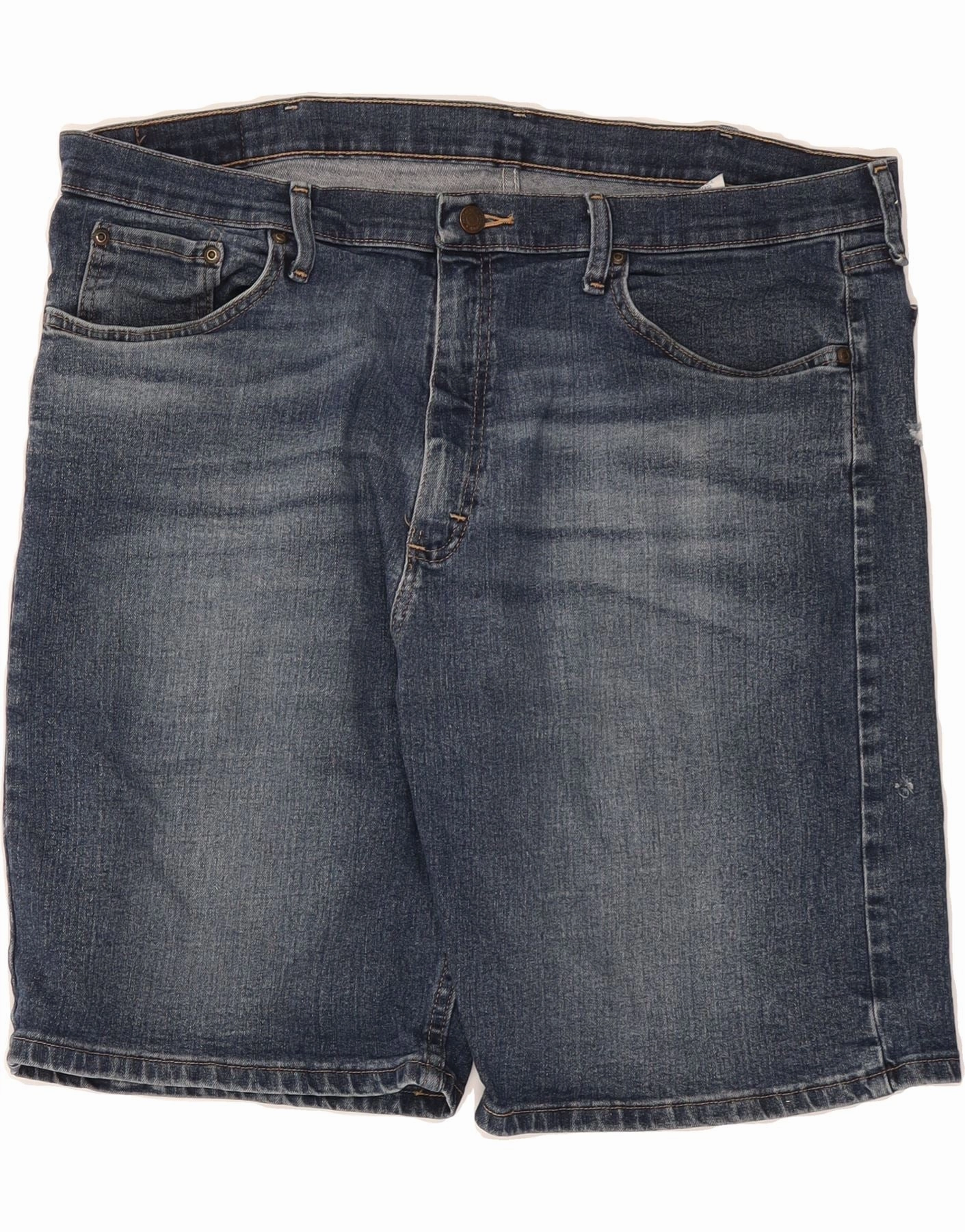 Warm Mood embroidery work WRANGLER Mens Relaxed Fit Denim Shorts W38 XL Navy Blue Cotton