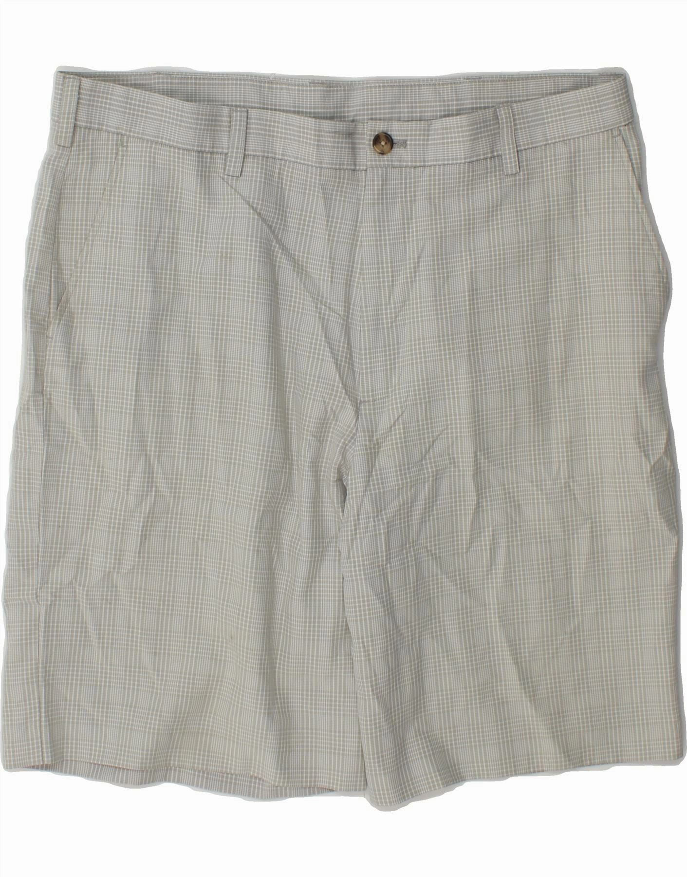 IZOD Mens Chino Shorts W40 XL Grey Check Warehouse Work Casual Ease